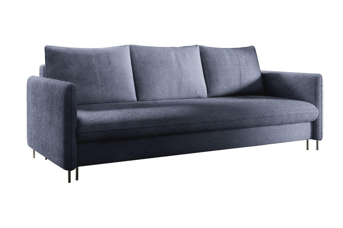 SCHLAFSOFA Belis Boucle in Dunkelblau - Dunkelblau, Holzwerkstoff/Textil (216/95/91cm) - Bettso