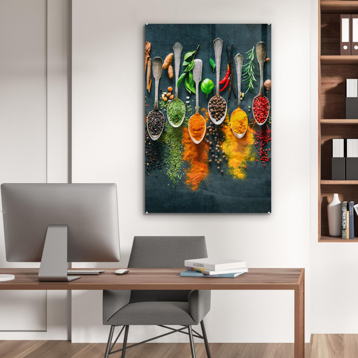 ACRYLGLASBILD Kräuter - Gewürze - Löffel 60x90 cm - Currygelb, Glas (60/90cm) - MuchoWow