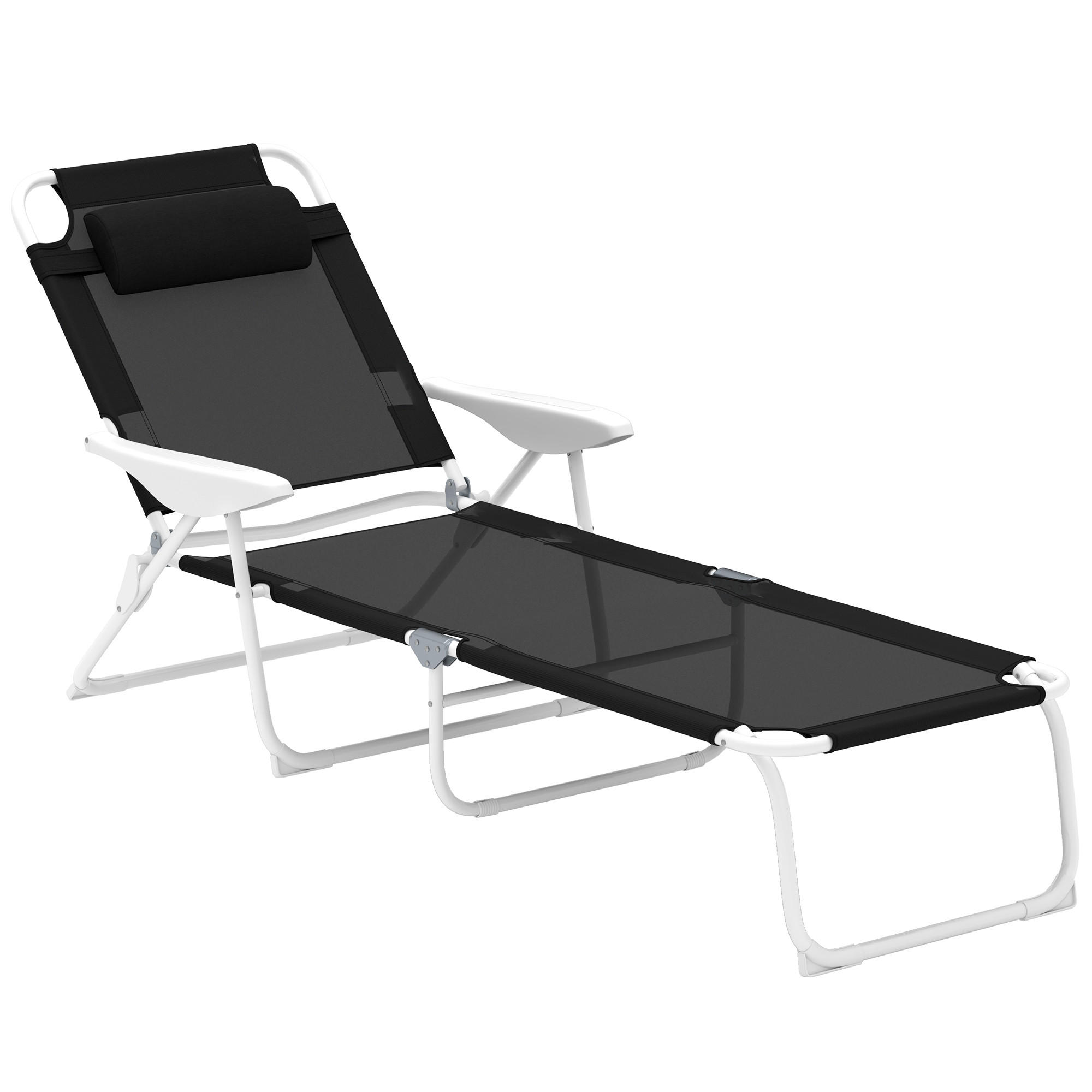 Outsunny Sonnenliege Schwarz 66x98x160 cm