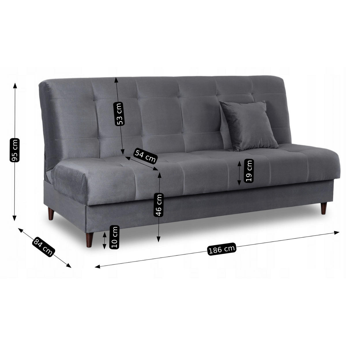 SCHLAFSOFA LIMA ausziehbar Zweisitzer Grau - Grau, Holz/Textil (186/95/84cm) - makarowski meble