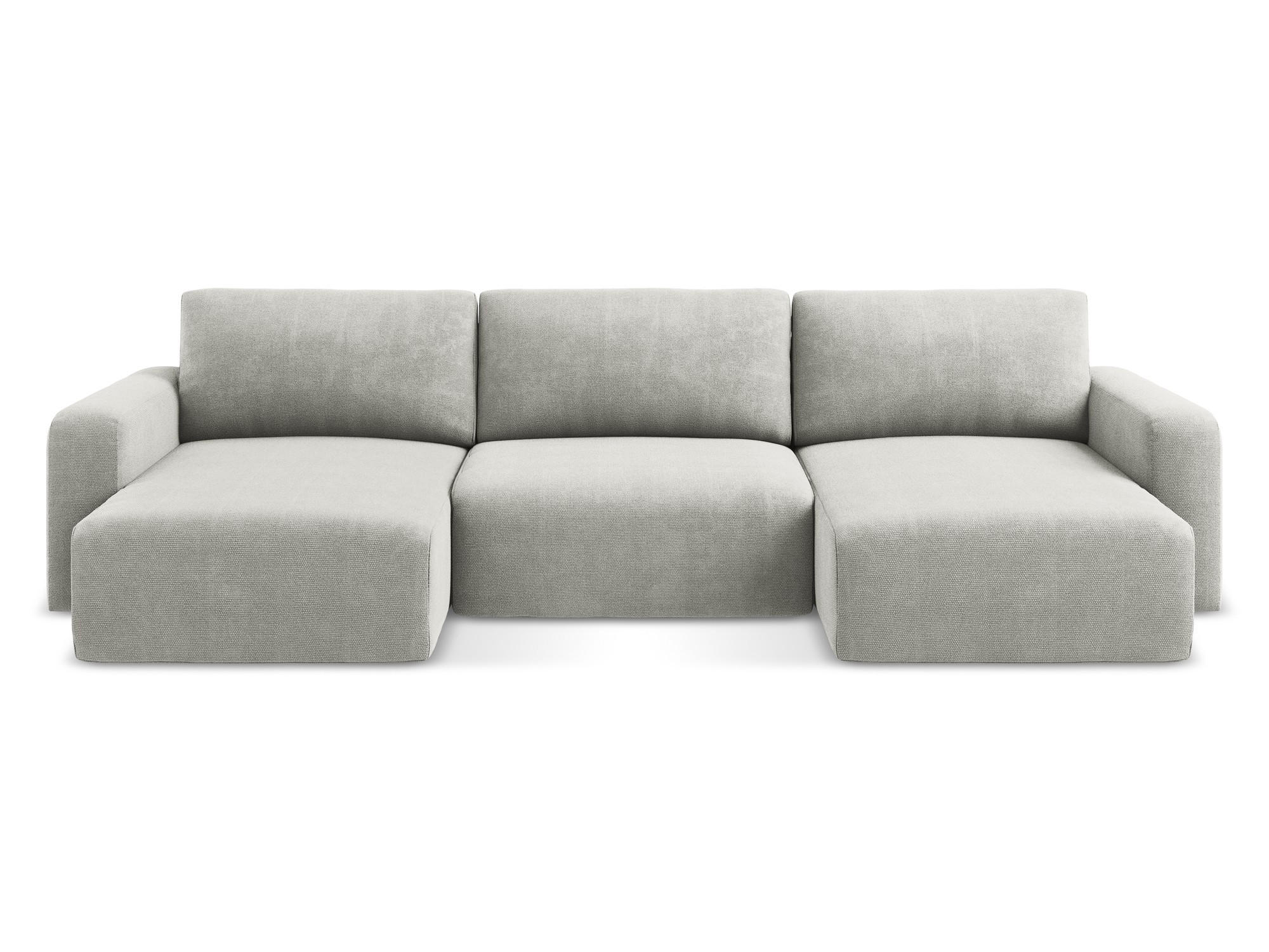WOHNLANDSCHAFT Chenille Stoff Grau - Hellgrau/Schwarz, Kunststoff/Textil (332/79/149cm) - Makamii
