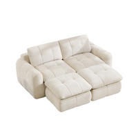 2-SITZER-SOFA DE-34464 mit 2 Ottomanen Beige - Beige, Textil (160/194cm) - ComfortXL