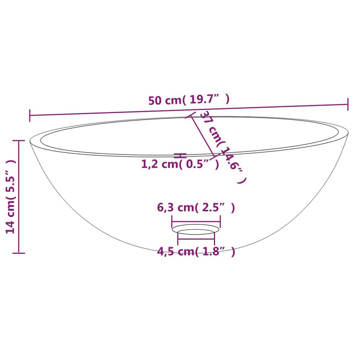 WASCHBECKEN Layne 50/37/14 cm - Schwarz, Glas (50/14/37cm) - Nettlife