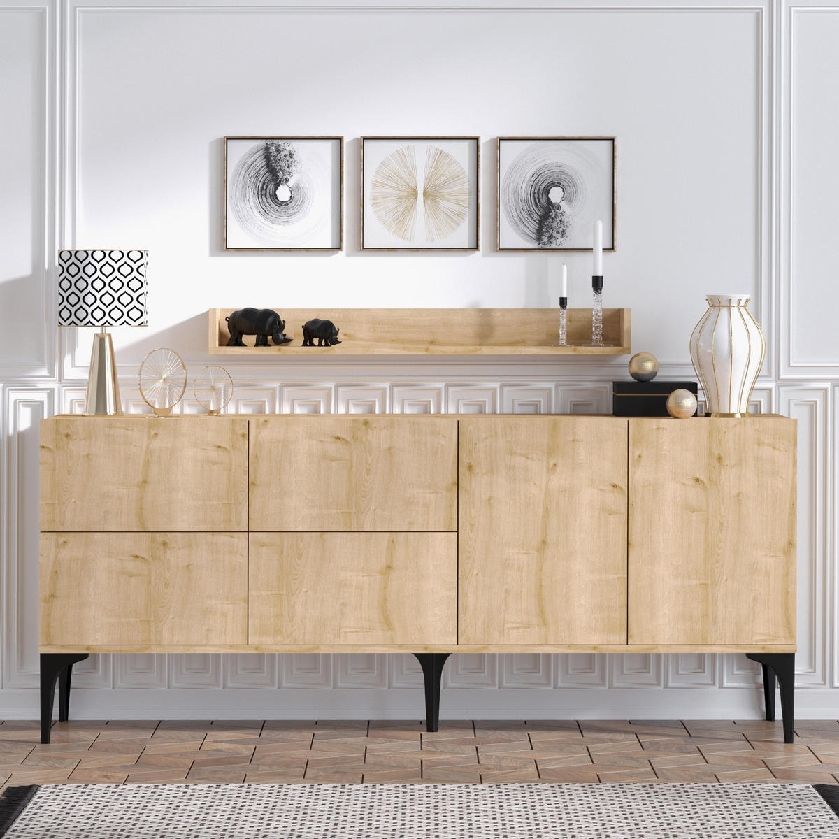 BUFFETSCHRANK stella beige - Eichefarben, Holzwerkstoff (180/55/40cm) - Habitat Garten