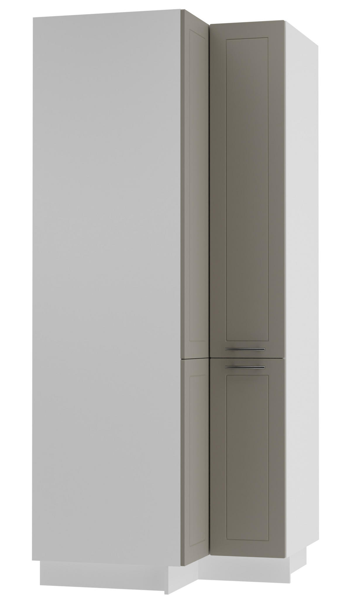 ECKVORRATSSCHRANK Kvantum D24N/207 Weiß / Beige Matt - Beige/Weiß, Holz/Holzwerkstoff (90/207/90cm) - Feldmann-Wohnen