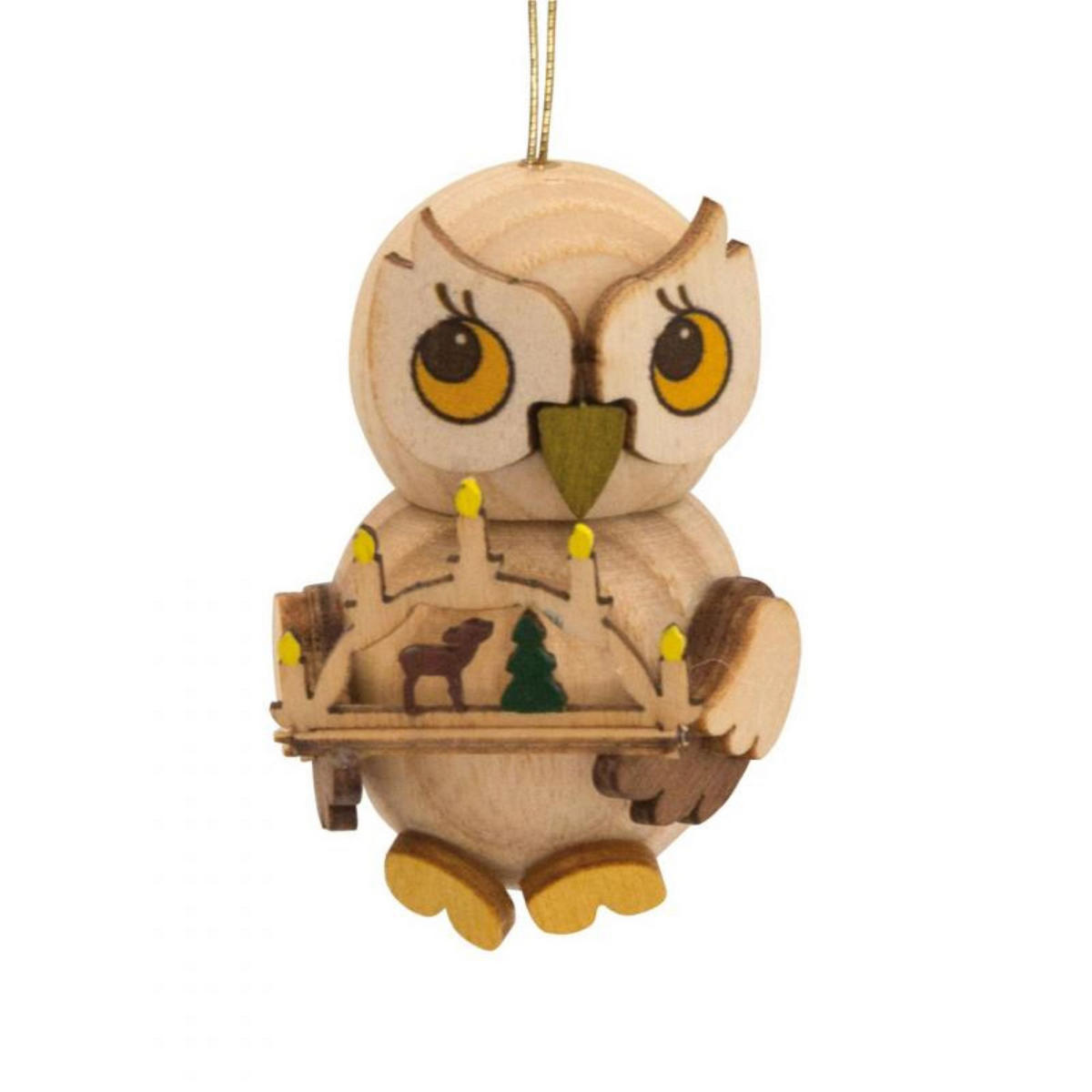 HOLZFIGUR Eulenkind mit Schwibbogen 4 cm - Multicolor, Holz (3/4/3cm)