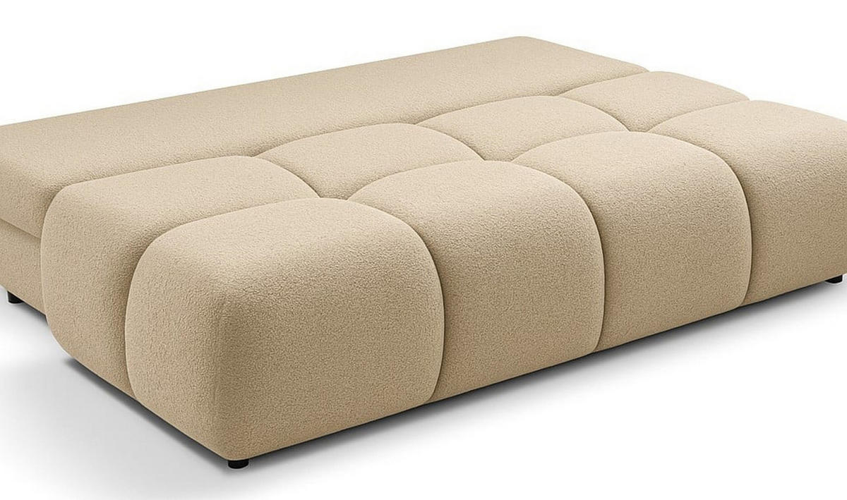 SCHLAFSOFA MILA, Sofa mit Schlaffunktion und Bettkasten, Farbe: Beige, Bouclé-Stoff - Beige, Textil (214/89/104cm) - Sepro Meble