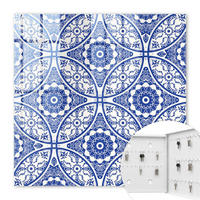 SCHLÜSSELBOX Weiß 30x30 cm – Türöffnung nach rechts - Blaues Mosaik - Blau, Metall (30/30/5cm) - TULUP