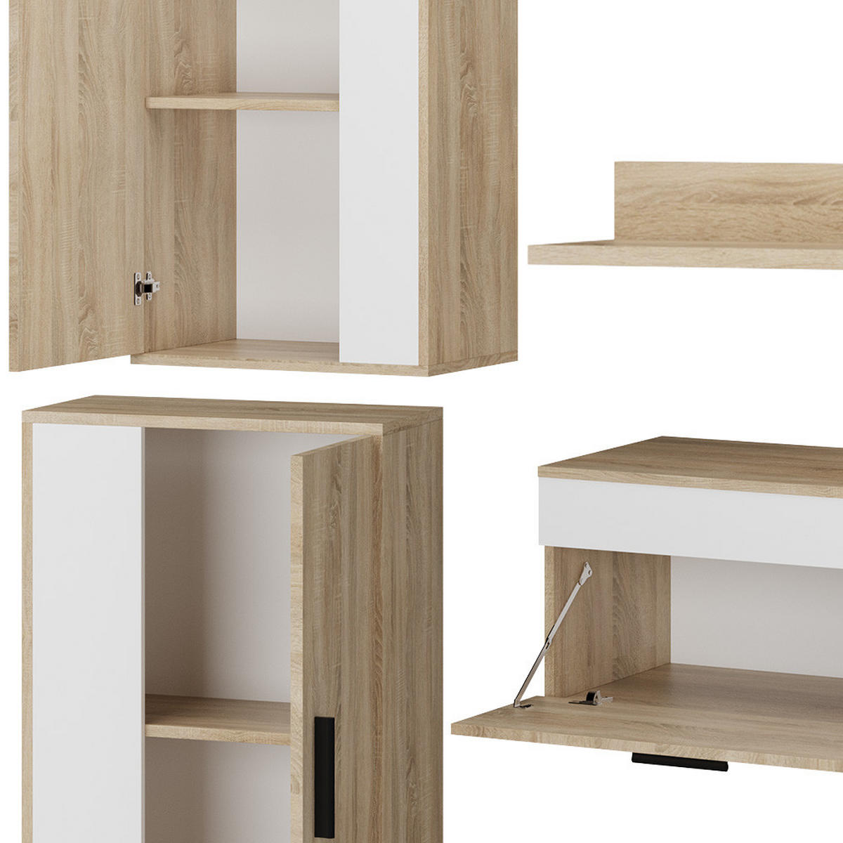 Weiß/Sonoma Eiche, Holzwerkstoff (140/38.7/35.2cm) - Vicco