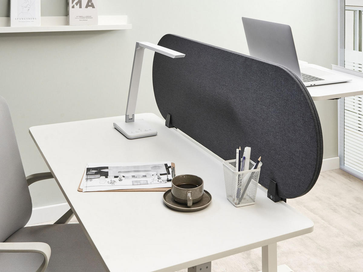PANOU SEPARATOR DE BIROU 120/40 cm gri închis Sparky - gri închis, material textil (120/40/2cm) - Beliani