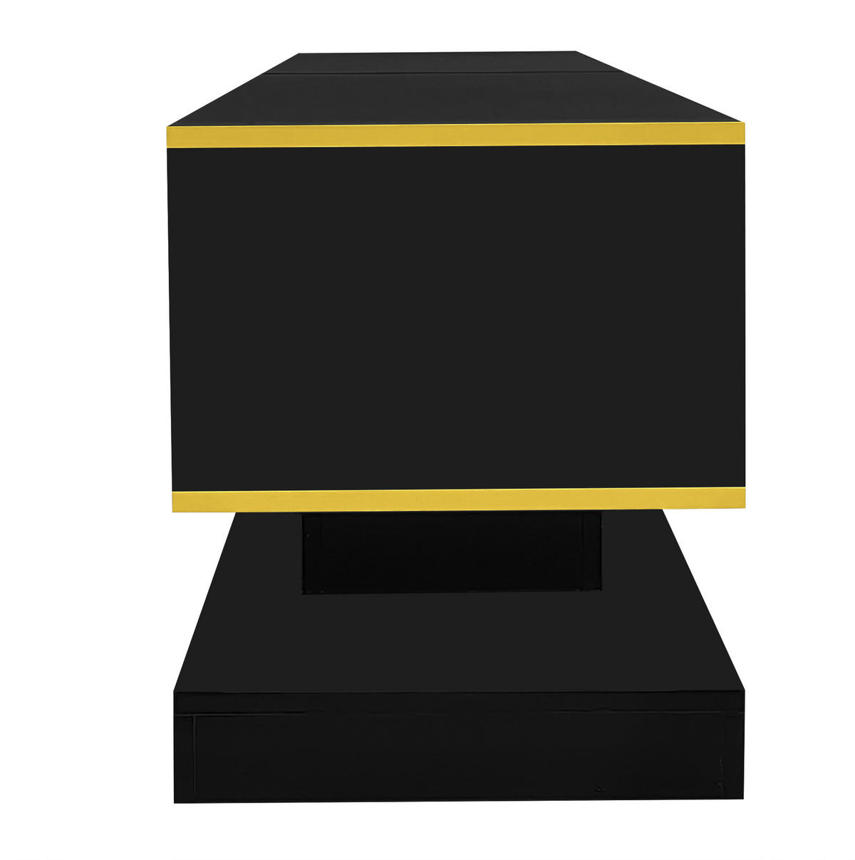 LOWBOARD 180/38/45 cm schwarz/gold aus Holzwerkstoff mit 3 Schubladen und Beleuchtung - Schwarz, Holzwerkstoff (38/45/180cm) - OKMYHOME