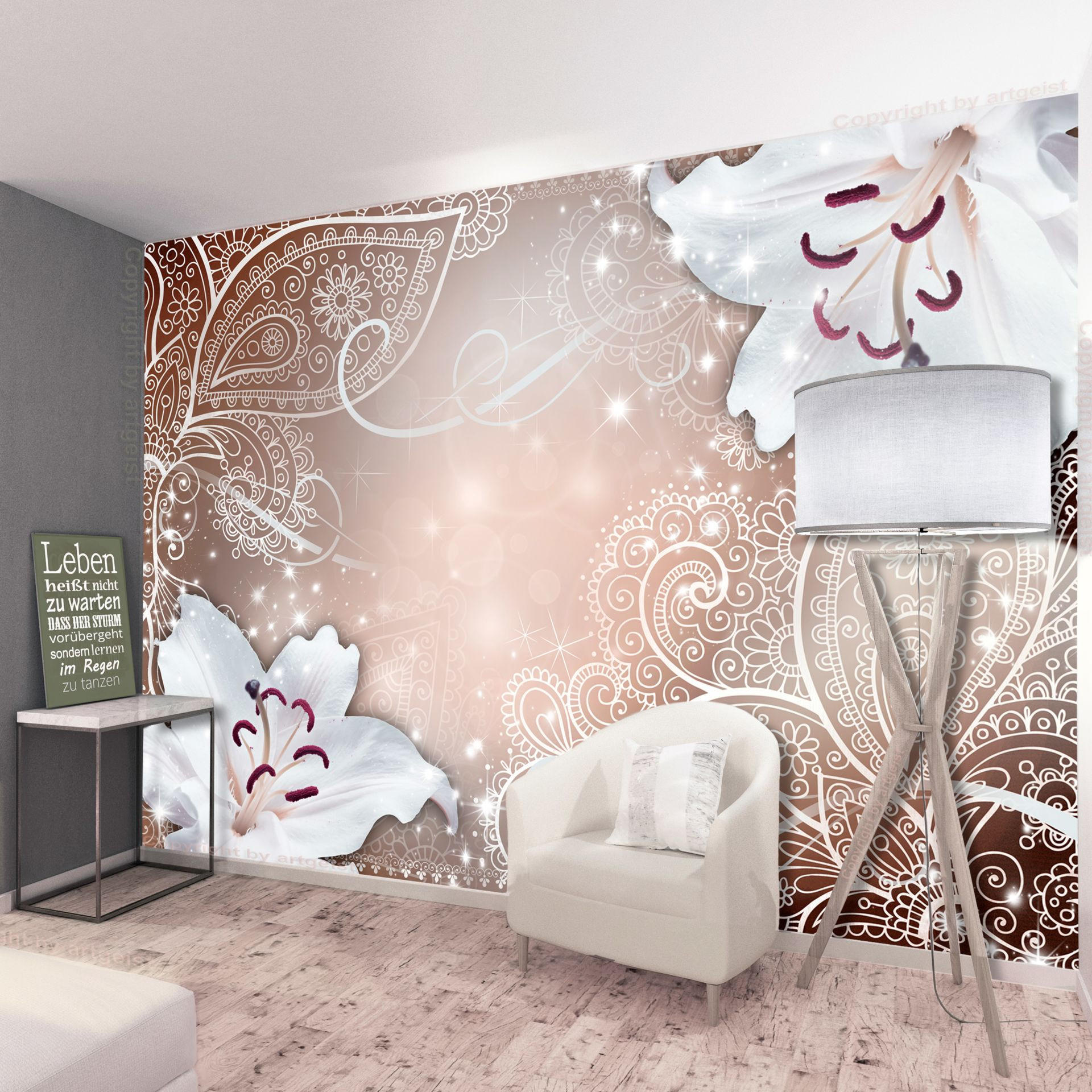 SELBSTKLEBENDE FOTOTAPETE 343/245 cm - Weiß/Braun, Kunststoff/Textil (343/1cm) - KUNSTLOFT