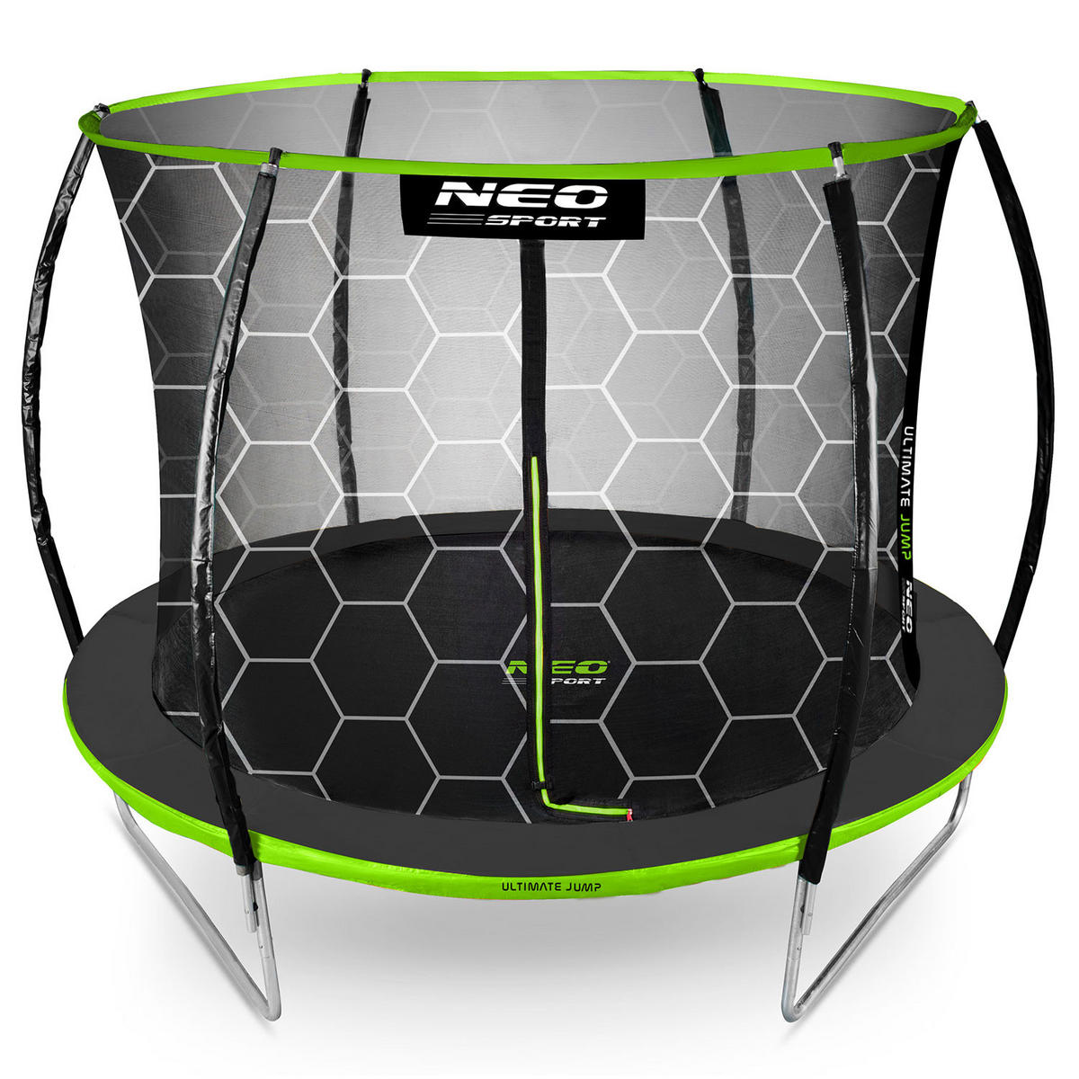 PROFILIERTES Gartentrampolin 8 ft/252 cm mit Innennetz - Grün, Metall (252/252cm)