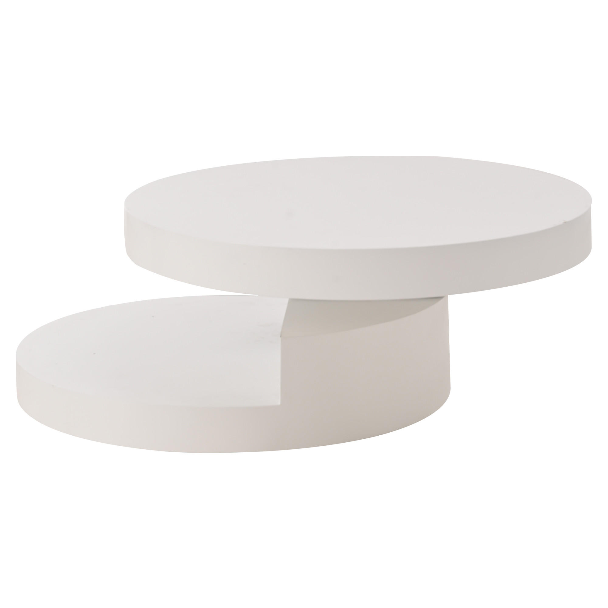 COUCHTISCH Weiß drehbar mit LED 70/70/35,5 cm - Weiß, Holzwerkstoff (70/70/35.5cm) - PANGIVO
