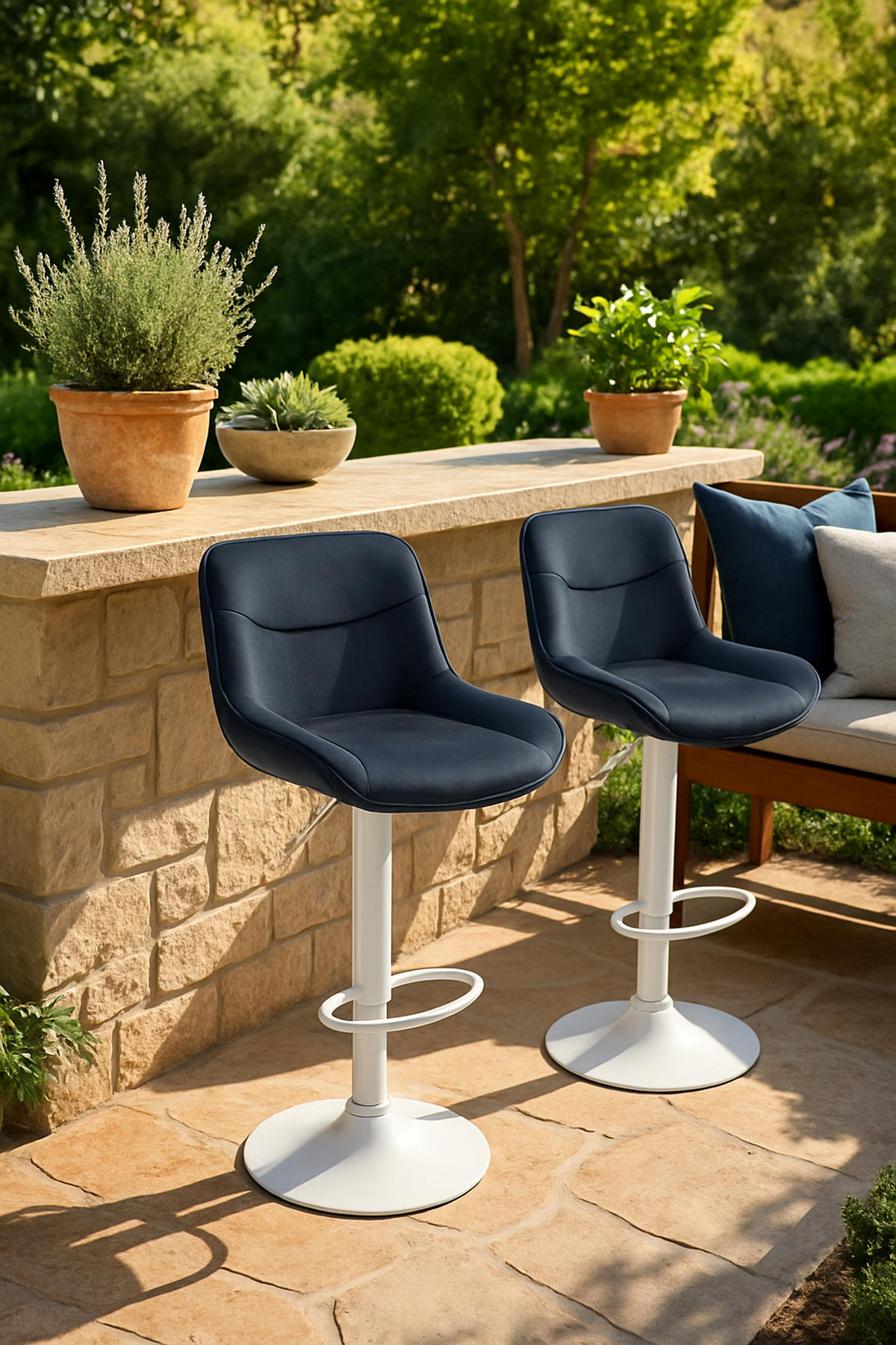 BARHOCKER 2er Set Vulcano Samt weiß schwarz - Schwarz/Weiß, Textil/Metall (49/106/51cm) - TPFLiving