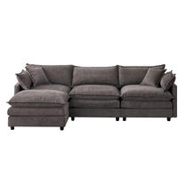ECKSOFA 267/154/85 cm Grau aus Chenille mit modularer Ottomane - Grau, Textil (154/267cm) - OKWISH