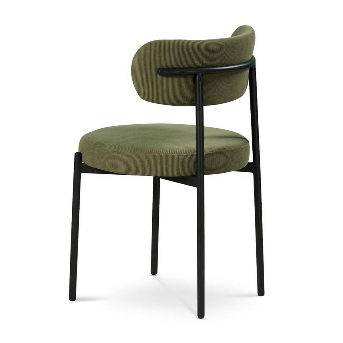 STÜLE 2er-Set Iris moderne aus khakifarbenem Cord - Schwarz/Grün, Textil/Metall (53.5/79/51cm) - Sicaan