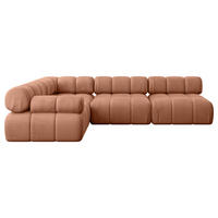 ECKSOFA modulares Sofa Mende-L2 - 285x190x70 cm Apricot Velours - Koralle, Holzwerkstoff/Textil (285/190cm) - ALTDECOR