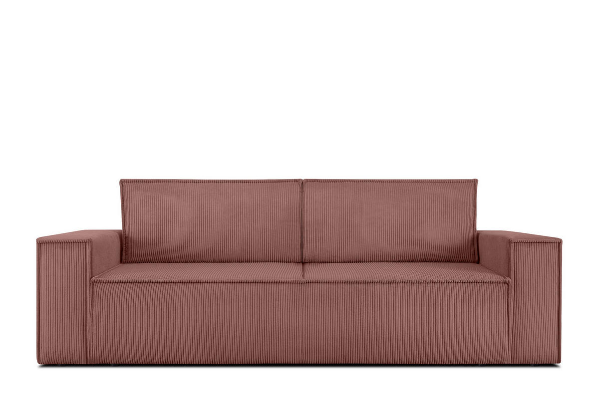 3-SITZER-SCHLAFSOFA NAPI in Pet Friendly Cord-Stoff, Rosa - Pink/Schwarz, Textil (244/89/101cm) - KONSIMO®