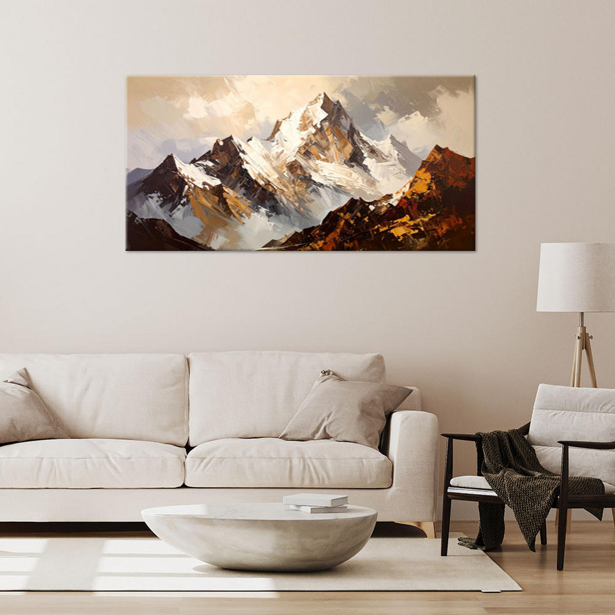 LEINWANDBILD Berge Landschaft Beige 120x60cm - Beige, Textil (120/60cm) - Feeby