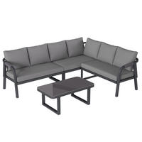 ZAHRADNÍ lounge set z polyesteru a oceli 240x183x83 cm šedý s rohovou pohovkou a konferenčním stolkem - šedá, kov - Modfu