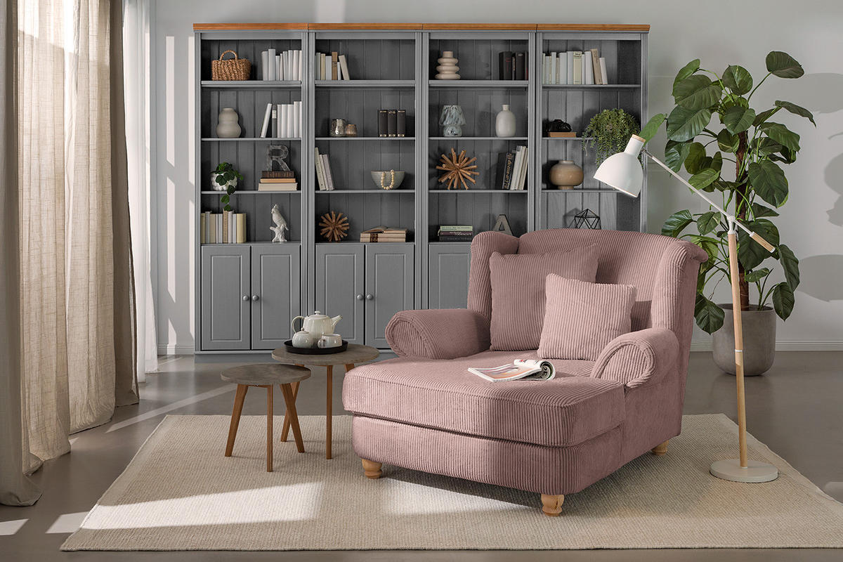 XXL SESSEL - Cord - Mauve, Holz/Textil (135/100/128cm) - home24