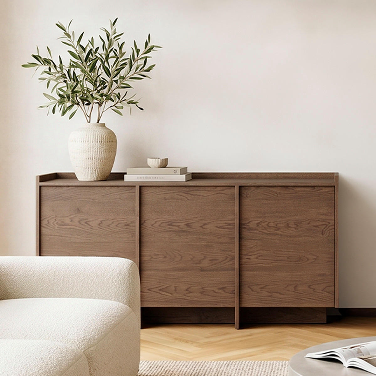 SIDEBOARD Japandi Tmavé dřevo - hnědá, kompozitní dřevo (151.8/89.6/38cm) - Petits-meubles