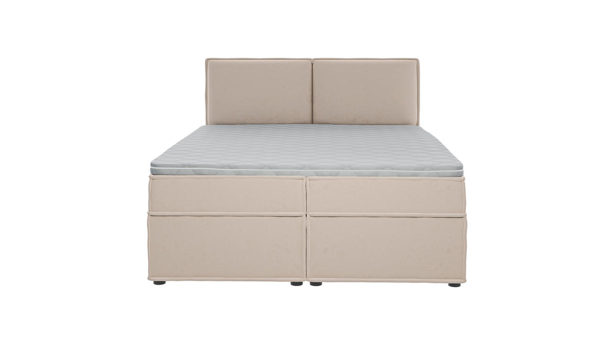 BOXBETT Eclipse 160/200 cm Beige Luxusmicrofaser - Beige/Schwarz, Holz/Kunststoff (160/200cm) - S-Style Möbel