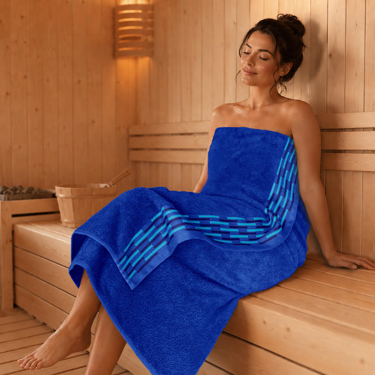 STRANDTUCH Frottee Lugano Königsblau 90x180 cm - Dunkelblau, Textil (90/180cm) - Lashuma