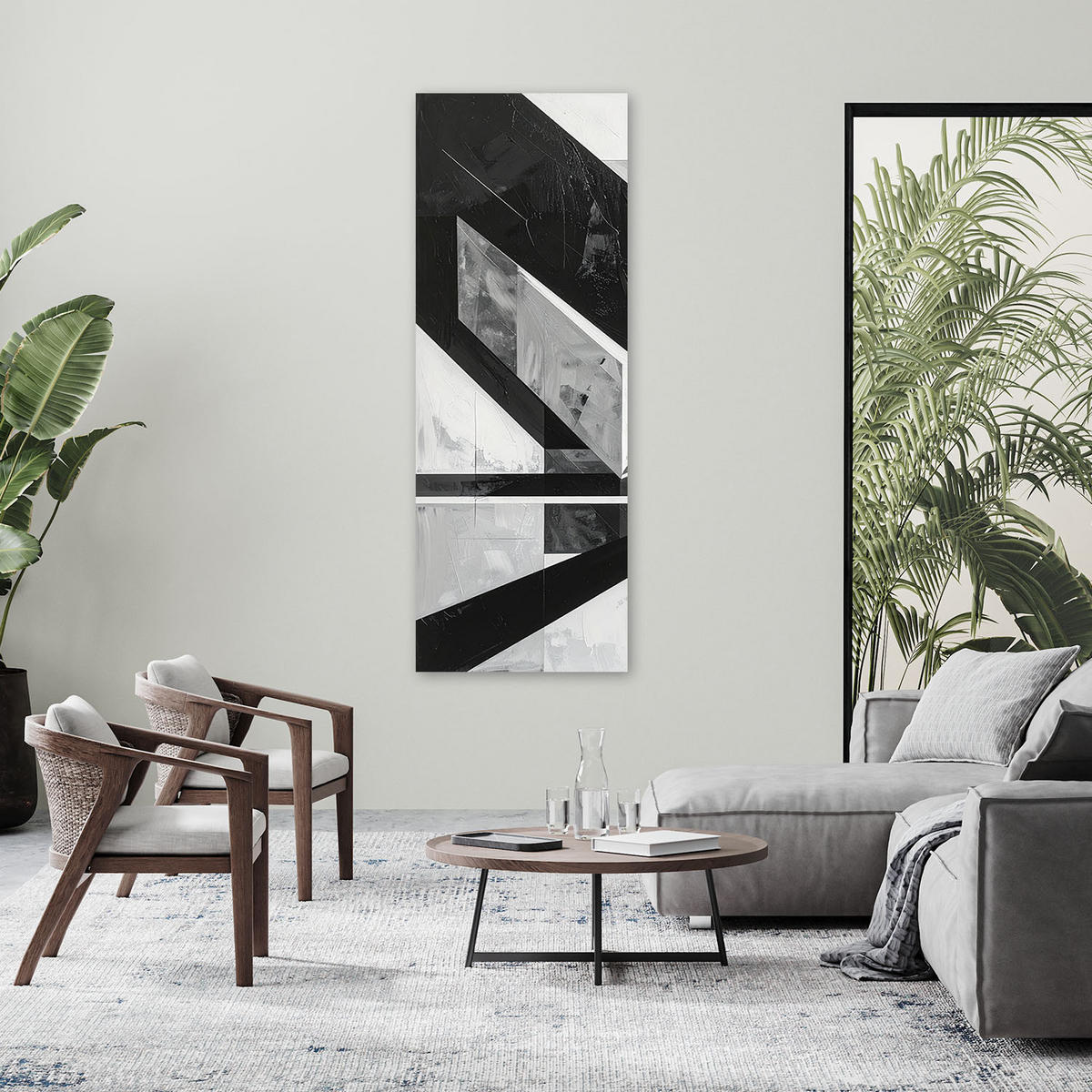 LEINWANDBILD 3D und geometrisch 50x150cm - Schwarz, Textil (50/150cm) - Feeby