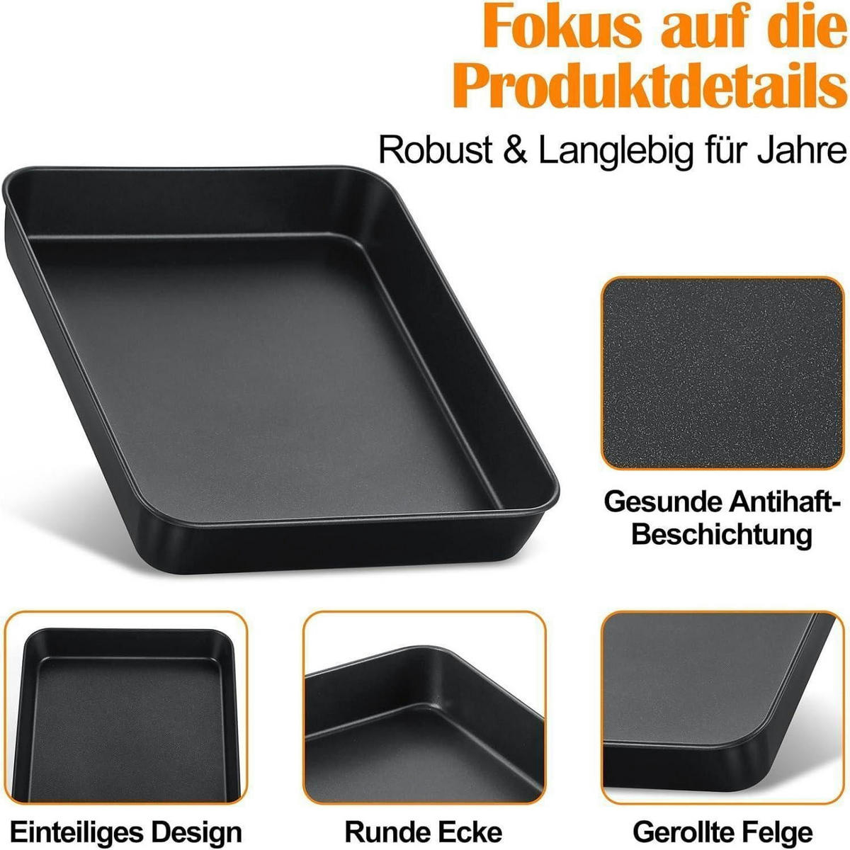 BACKBLECH mit Antihaftbeschichtung 31,8 x 24,8 x 5 cm - Schwarz, Metall (24.6/5/31.6cm)