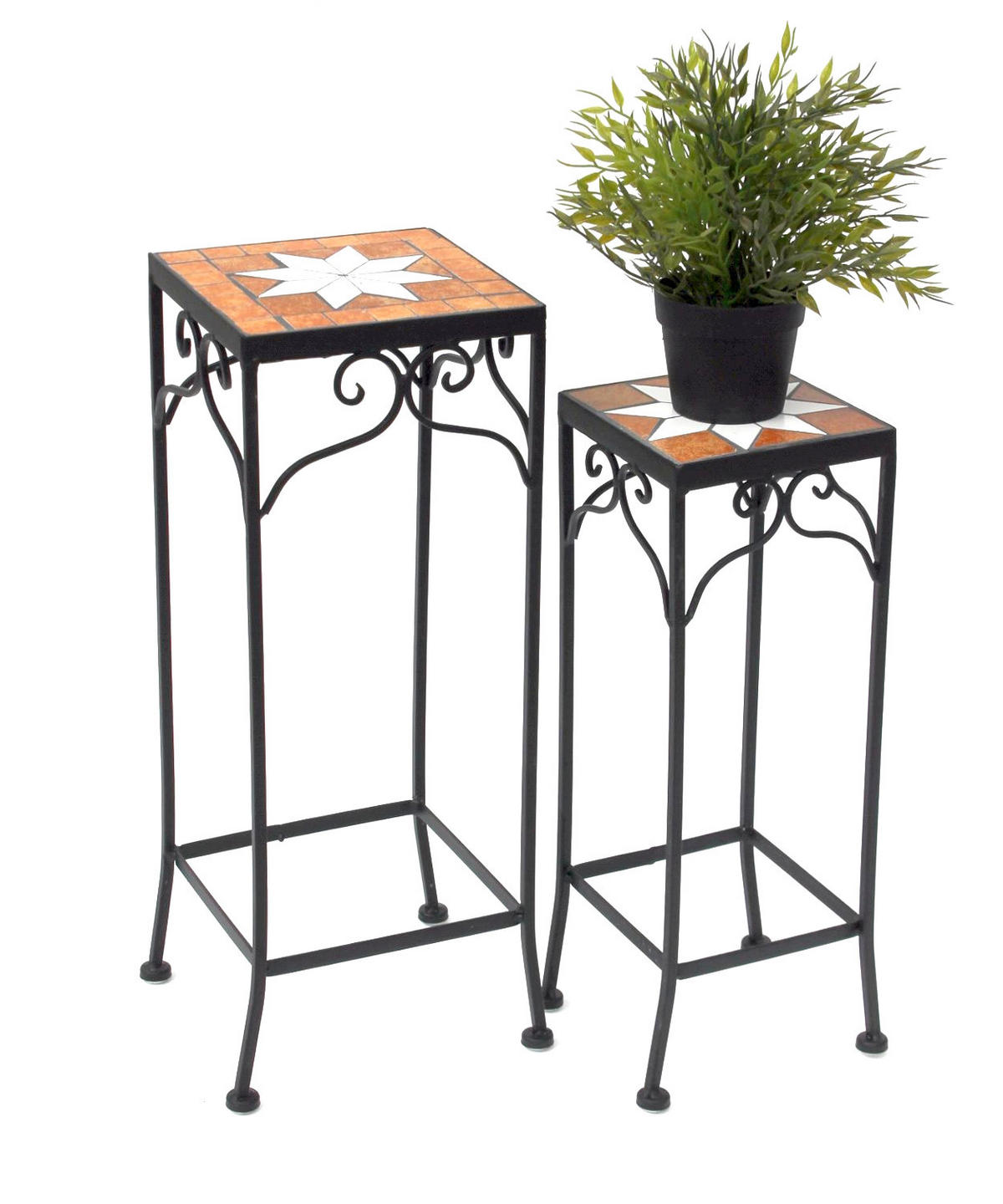 BLUMENHOCKER Mosaik Eckig 3er Set 12011 - Schwarz, Metall (24/62/24cm) - DanDiBo