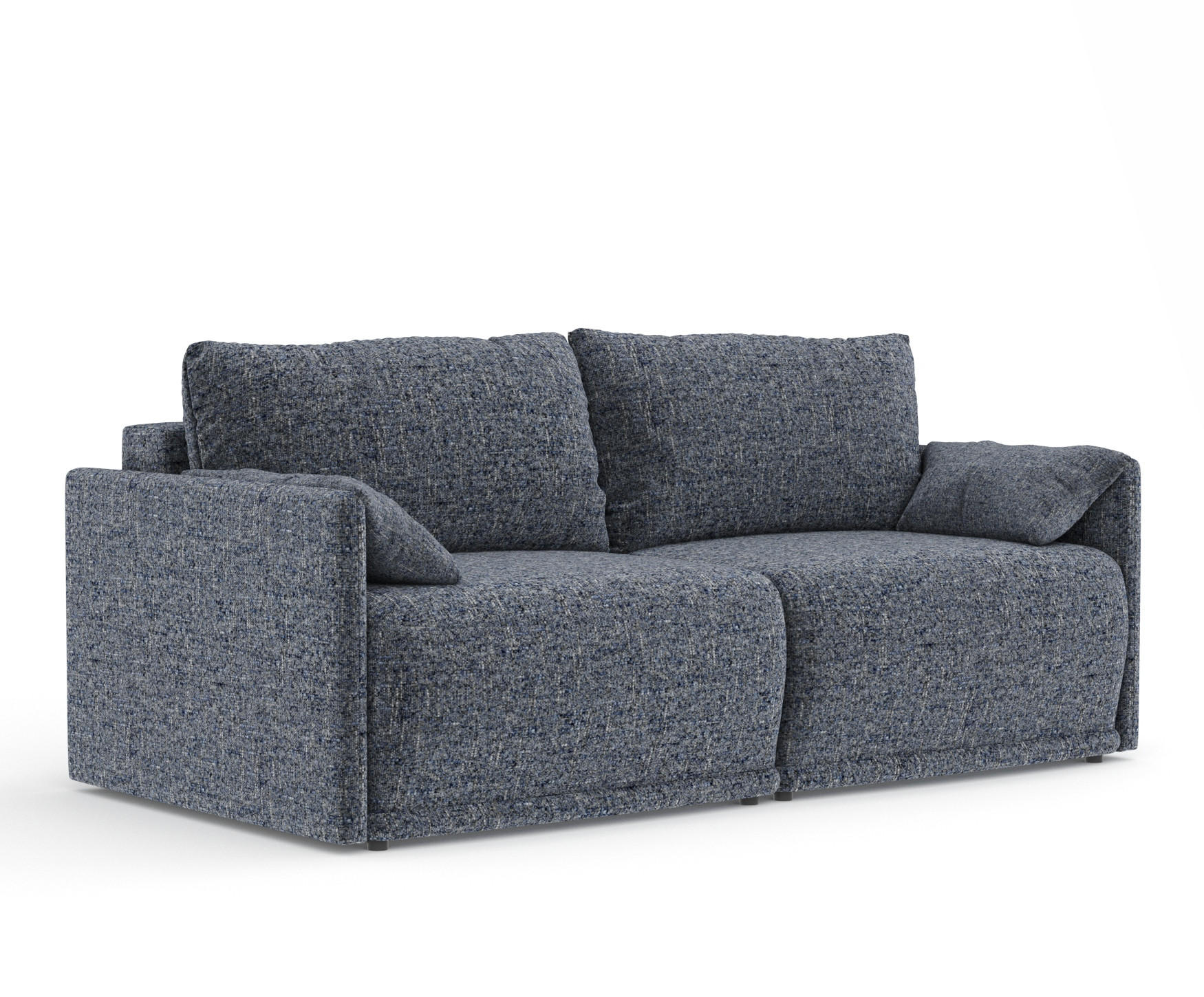SCHLAFSOFA MIT ECKSOFA-FUNKTION Nappa Marineblau Webstoff - Schwarz/Dunkelblau, Holz/Holzwerkstoff (215/100/112cm) - Maison de Reve