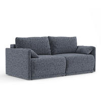 SCHLAFSOFA MIT ECKSOFA-FUNKTION Nappa Marineblau Webstoff - Schwarz/Dunkelblau, Holz/Holzwerkstoff (215/100/112cm) - Maison de Reve