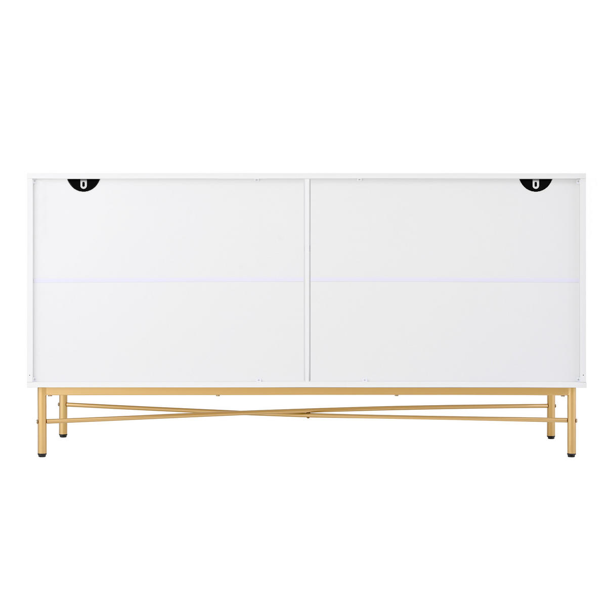SIDEBOARD in Weiß und Gold, erhabene Textur und 4 Türen - Weiß, Holzwerkstoff (160/82/40cm) - Urban Meuble