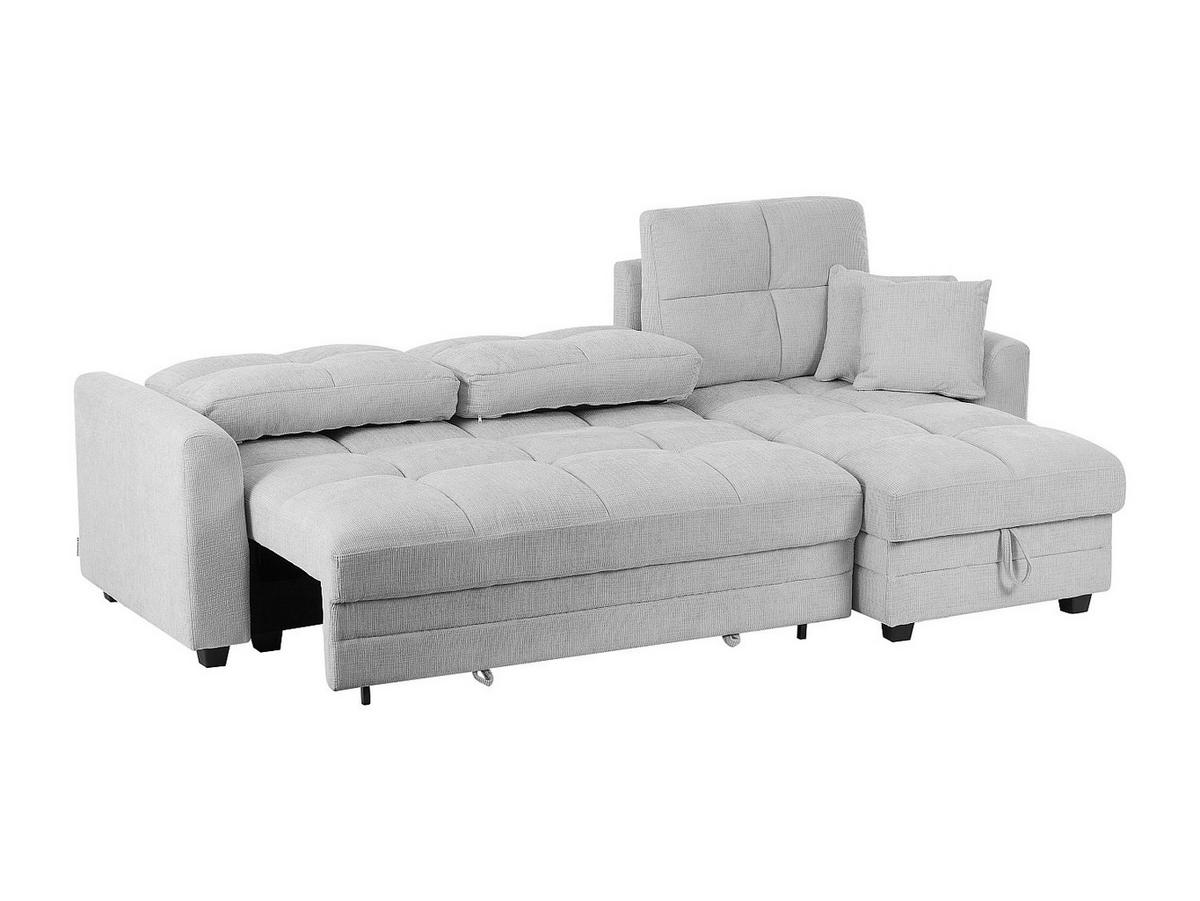 ECKSOFA mit Schlaffunktion & Ecke wechselbar - Chenille-Stoff - Hellgrau - LUMARIO - Hellgrau, Textil (260/155cm) - Vente-Unique