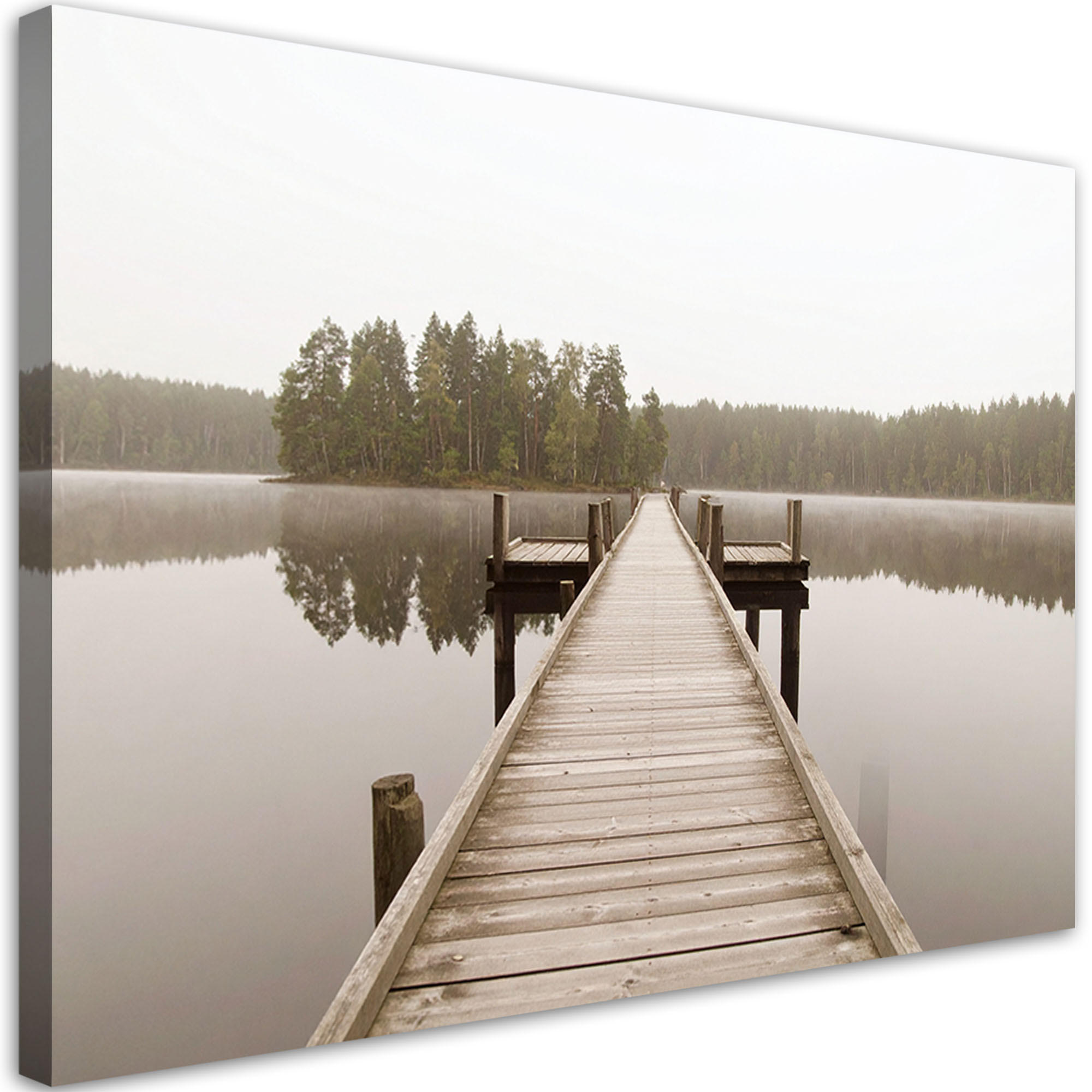 LEINWANDBILD Pier Seelandschaft Natur 120x80cm - Beige, Textil (120/80cm) - Feeby