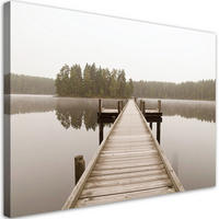 LEINWANDBILD Pier Seelandschaft Natur 120x80cm - Beige, Textil (120/80cm) - Feeby