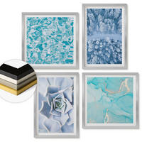 WANDBILDER 4er Set - 50x50 cm & 40x60 cm Silberner Rahmen - Winterwald-Blaublume - Silberfarben, Kunststoff (50/50cm) - ArtPrintCave