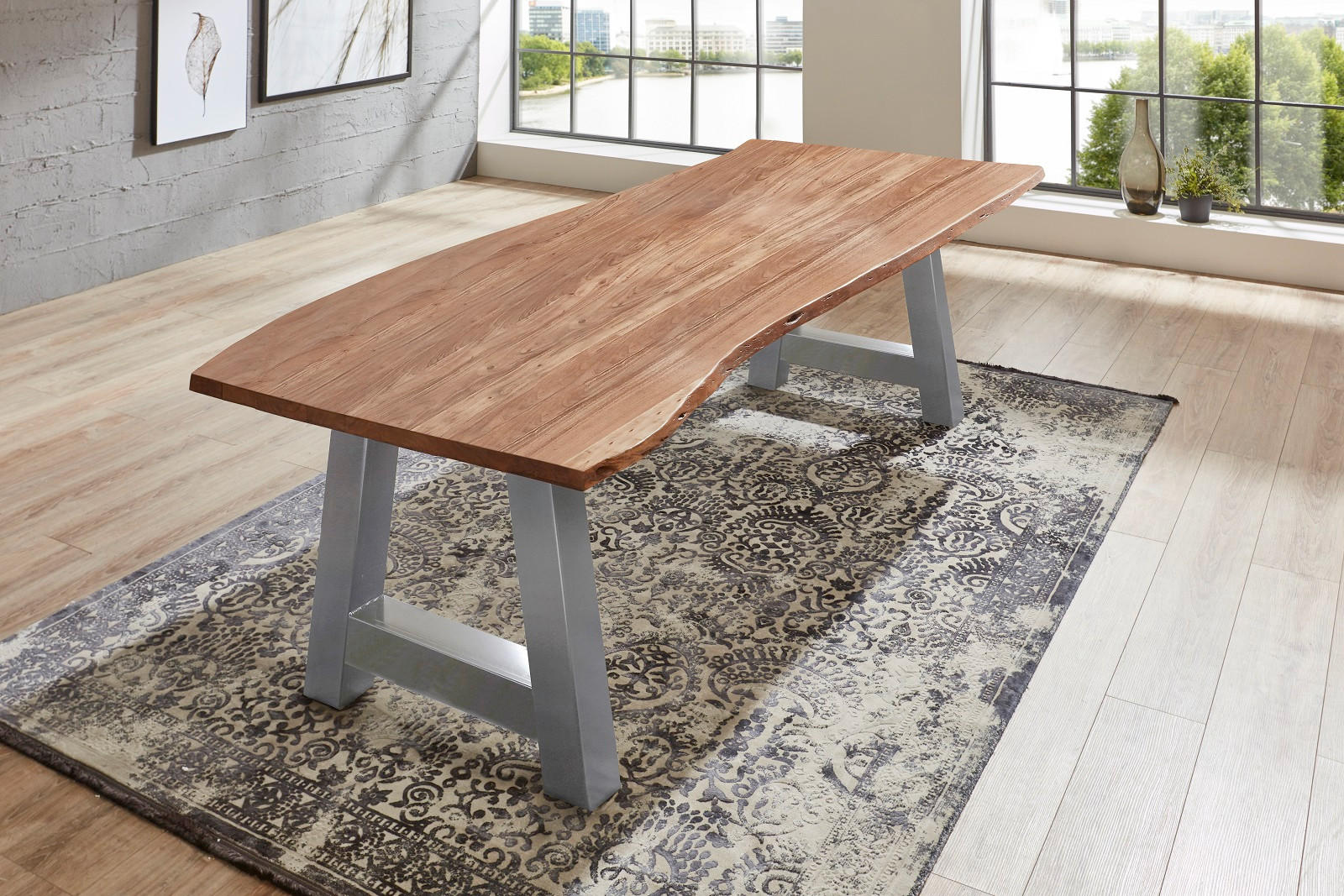 ESSTISCH ADELAIDE - Beige/Silberfarben, Holz/Metall (100/260/77cm) - SAM
