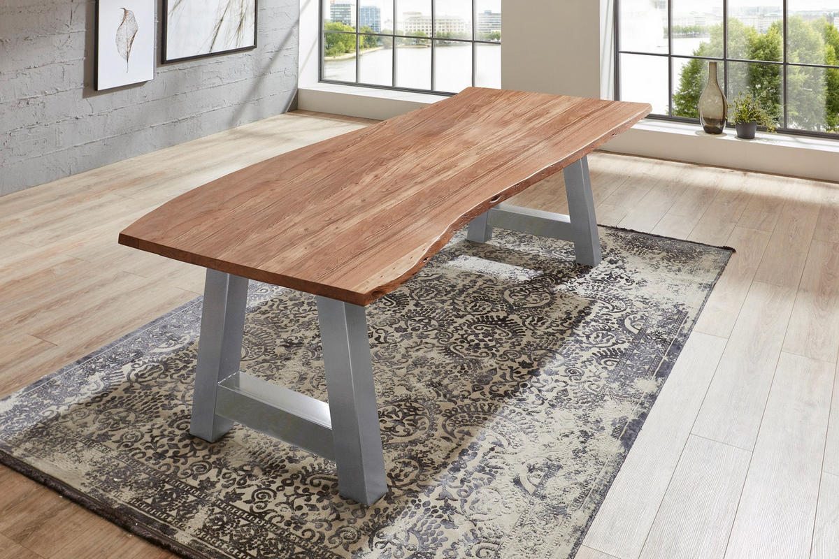 ESSTISCH ADELAIDE - Beige/Silberfarben, Holz/Metall (90/180/77cm) - SAM