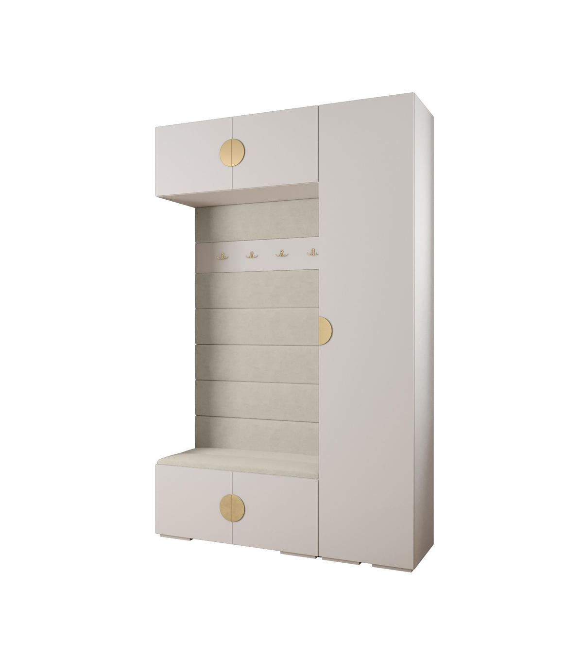 GARDEROBEN-SET 236,7/150/47 - Goldfarben/Weiß, Holz/Kunststoff (150/236.7/47cm) - Abiks Möbel