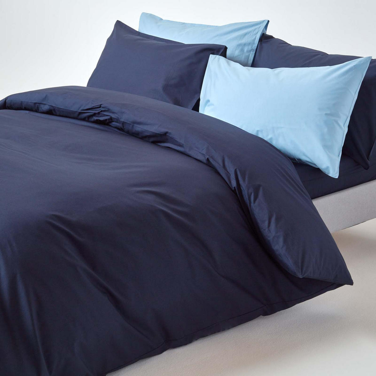 BETTWÄSCHE Perkal Fadendichte 200 - Dunkelblau, Textil (240/220cm) - Homescapes