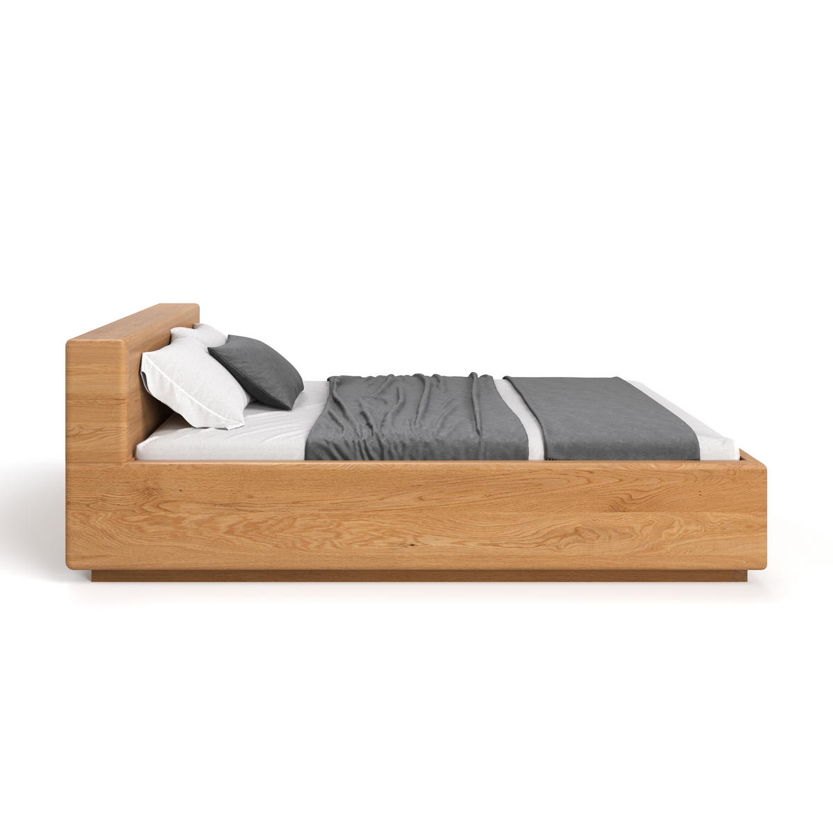 MASSIVHOLZBETT Calma Line aus Eiche mit Bettkasten 160x220 cm - Eichefarben/Naturfarben, Holz (160/220cm) - Danzz