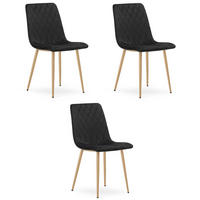ESSZIMMERSTUHL 3-er Set TURIN schwarzer Sitz, Beine in Holzfarbe - Eichefarben/Schwarz, Textil (44.5/88.5/53cm) - Valora