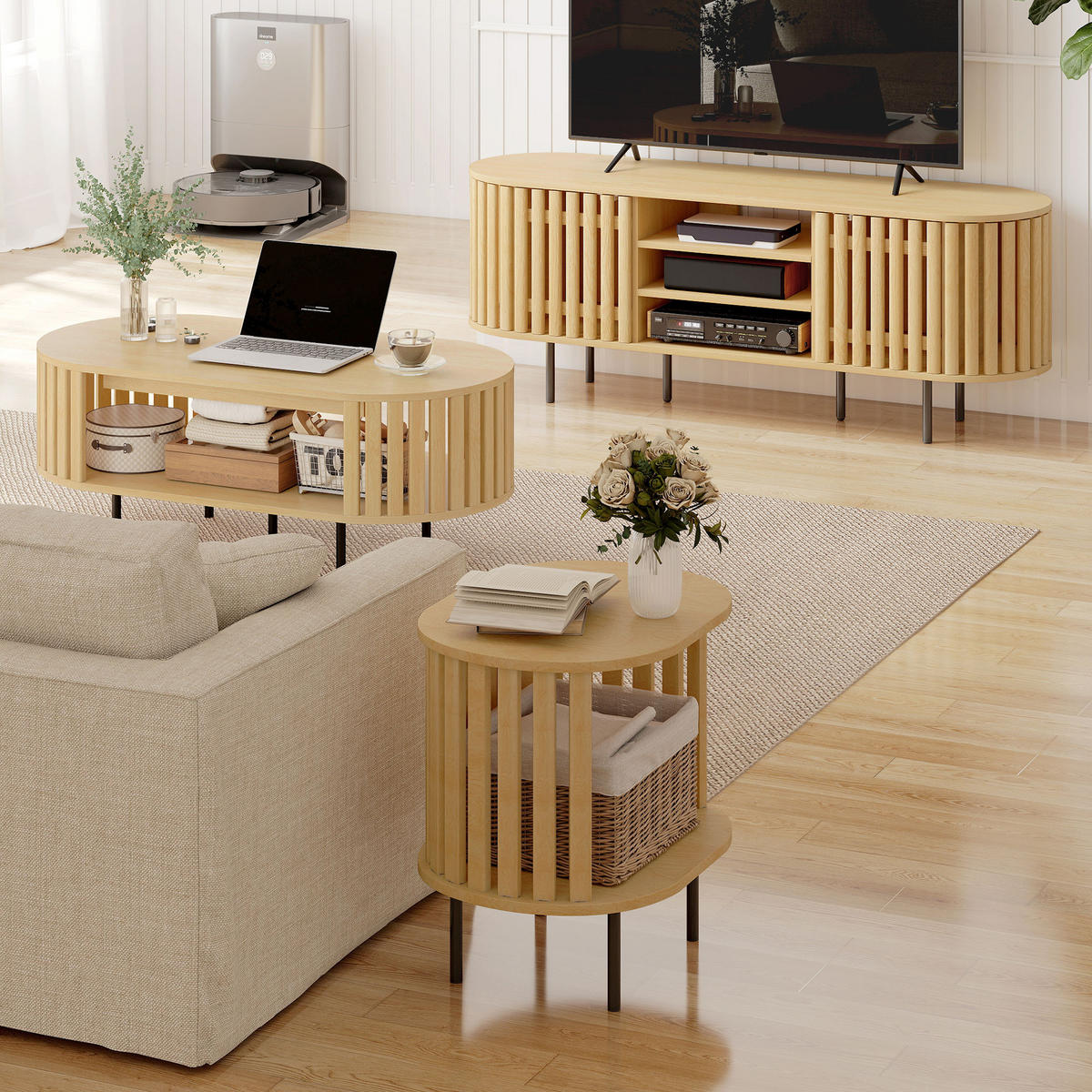 LOWBOARD DE-16164 140/40/52 cm Naturholz - Naturfarben, Holzwerkstoff (140/52/40cm) - ComfortXL