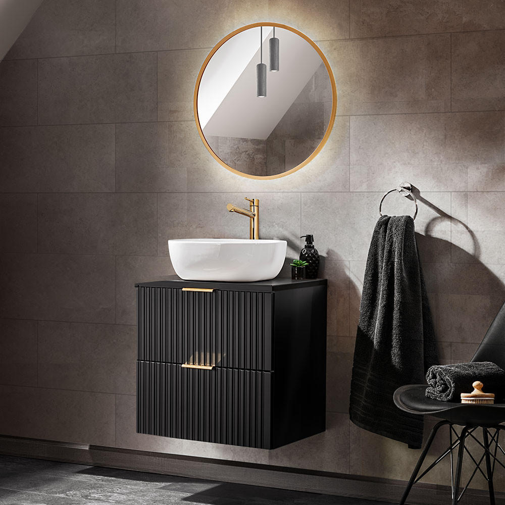 Lomado Badmöbel-Set Schwarz 61x200x47 cm