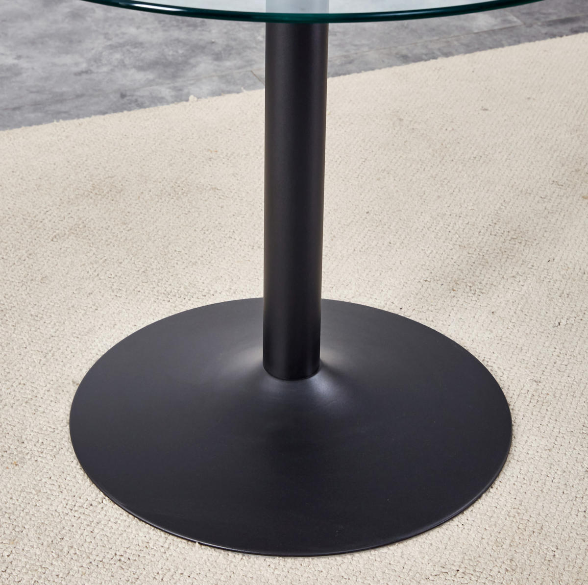 BARTISCH 85/76 cm in Transparent/Schwarz aus Glas und Metall - Schwarz, Holzwerkstoff (85/85/76cm) - Flora Grace