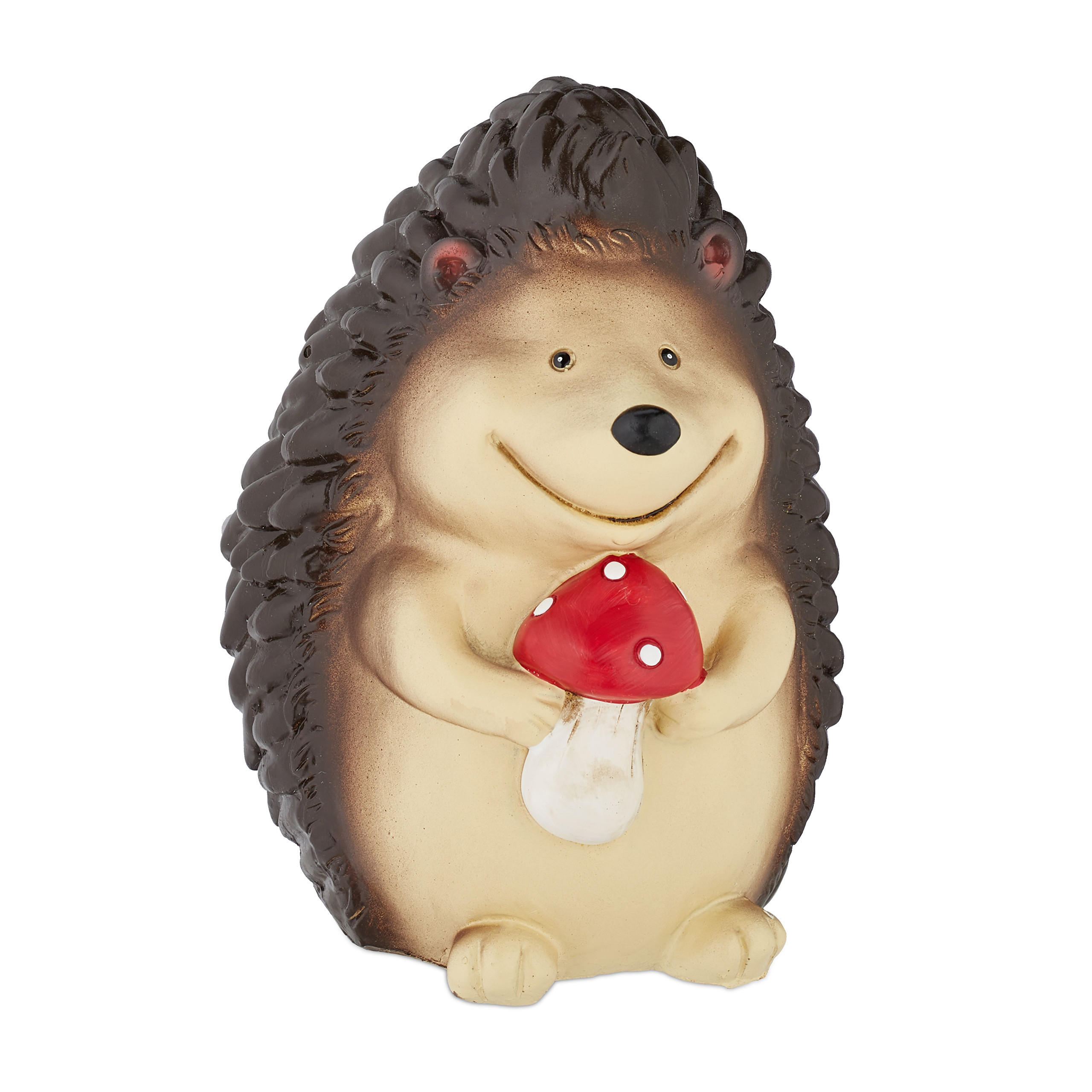 Relaxdays FIGURKA Hnědá ježek s muchomůrkou polyresin 15 cm
