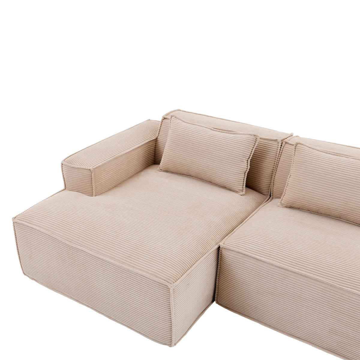 ECKSOFA DE-35208 mit 2 Kissen Khaki - Sandfarben, Textil (129/235cm) - ComfortXL